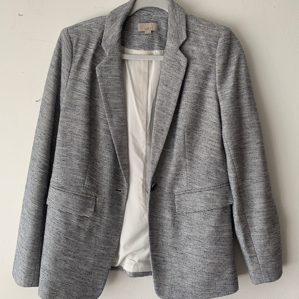 LOFT Navy blue and white blazer